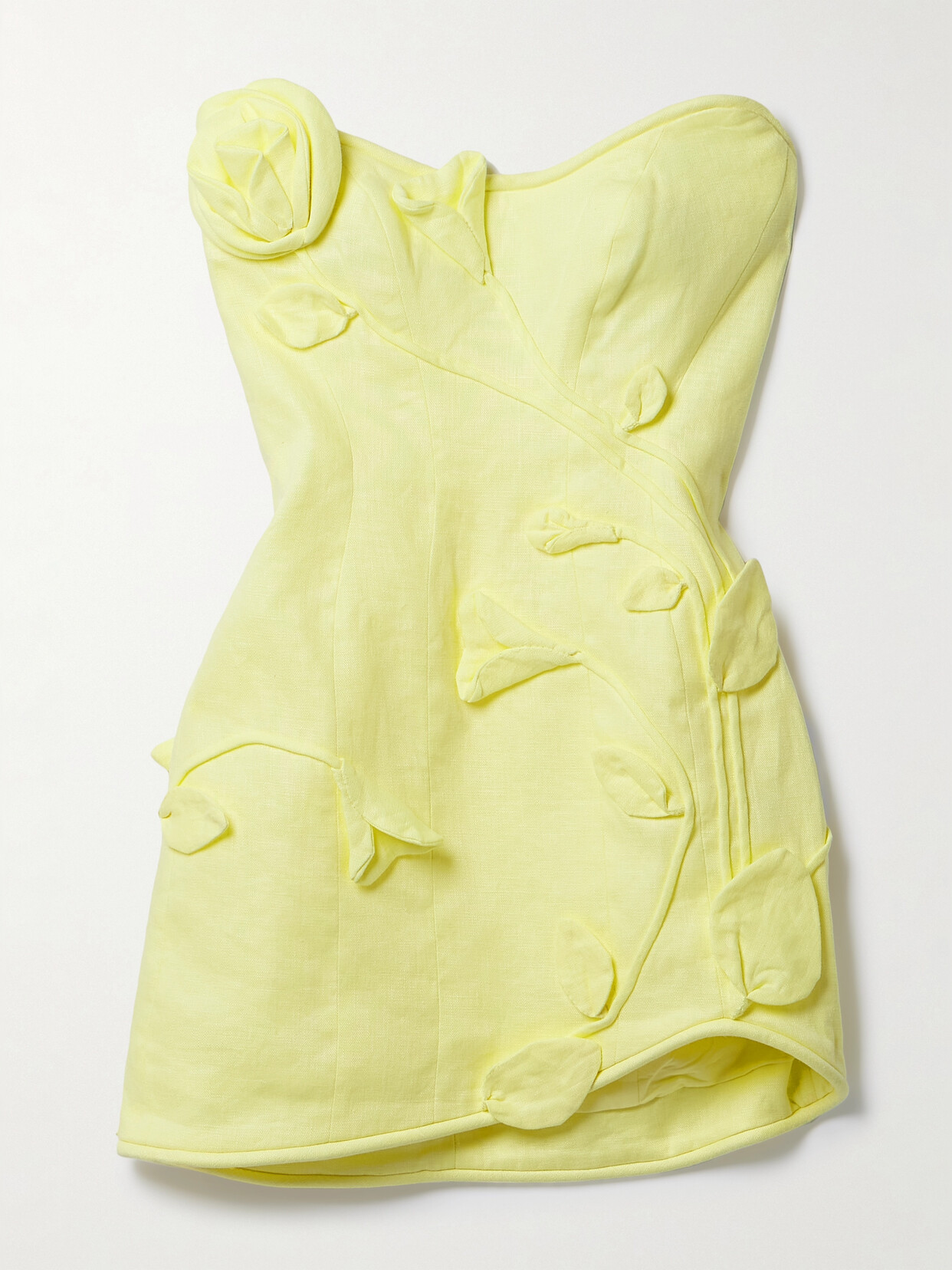 Zimmermann Matchmaker Strapless Appliquéd Linen Mini Dress - Yellow
