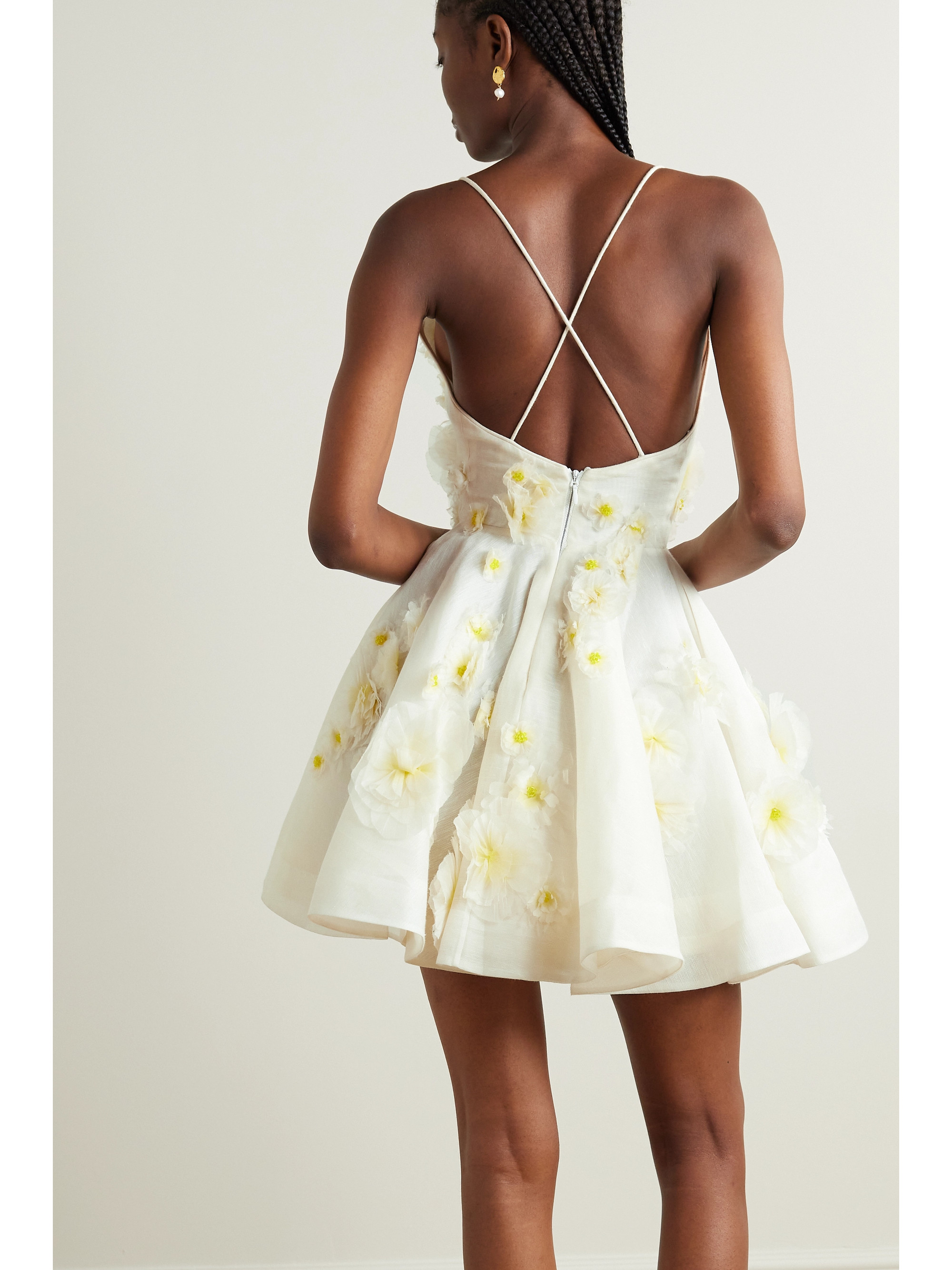 Zimmermann Daisy embellished linen and silk-blend mini dress thumbnail