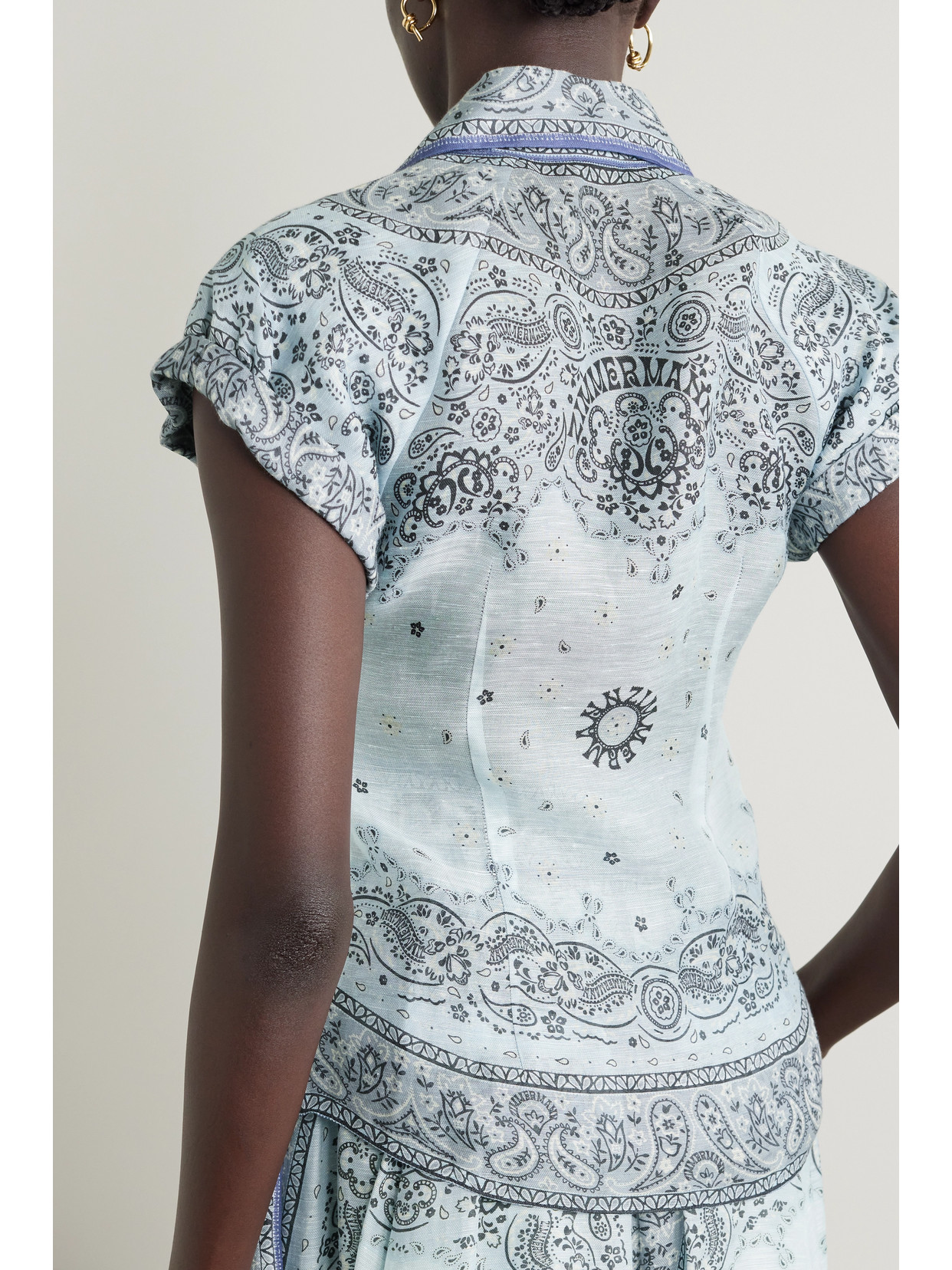 Zimmermann Matchmaker Printed Linen And Silk-blend Shirt In Blue
