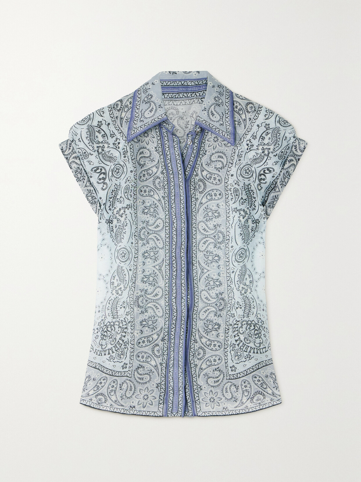 Shop Zimmermann Matchmaker Printed Linen And Silk-blend Shirt In Blue