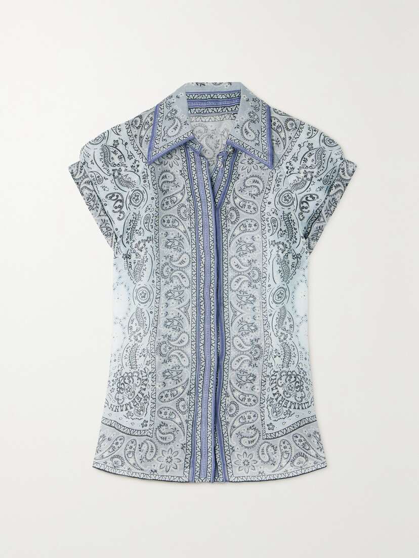 Zimmermann Matchmaker Printed Linen And Silk-blend Shirt