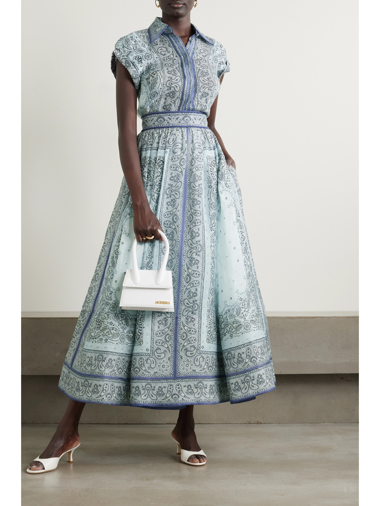 Zimmermann Matchmaker Printed Linen And Silk-blend Shirt In Blue