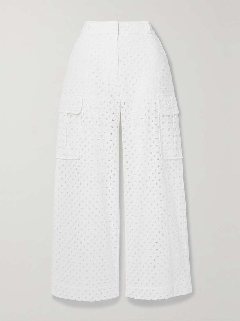 Zimmermann Matchmaker Broderie Anglaise Cotton Wide-leg Pants