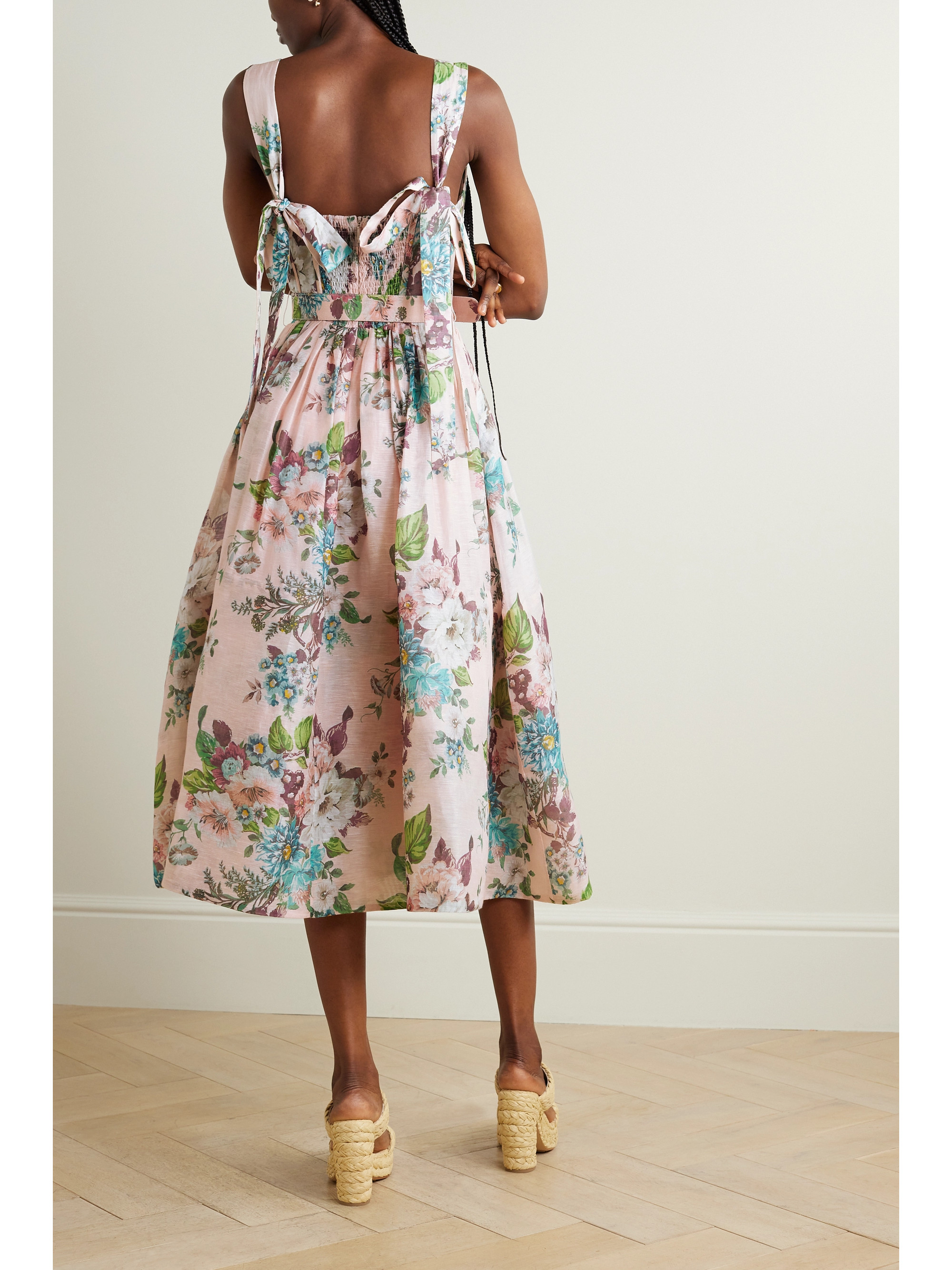 sleeveless a-line midi dress Sleeveless A-line Linen Midi Dress With Waist Embroidery – shopaleena