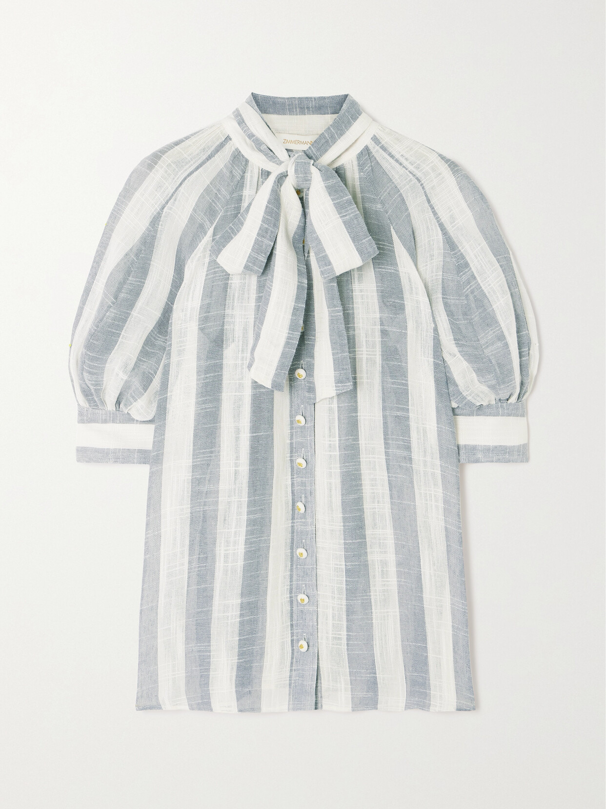 Zimmermann Swing Tie-detailed Striped Gauze Blouse - Blue