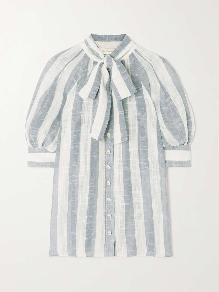 Zimmermann Swing Tie-detailed Striped Gauze Blouse