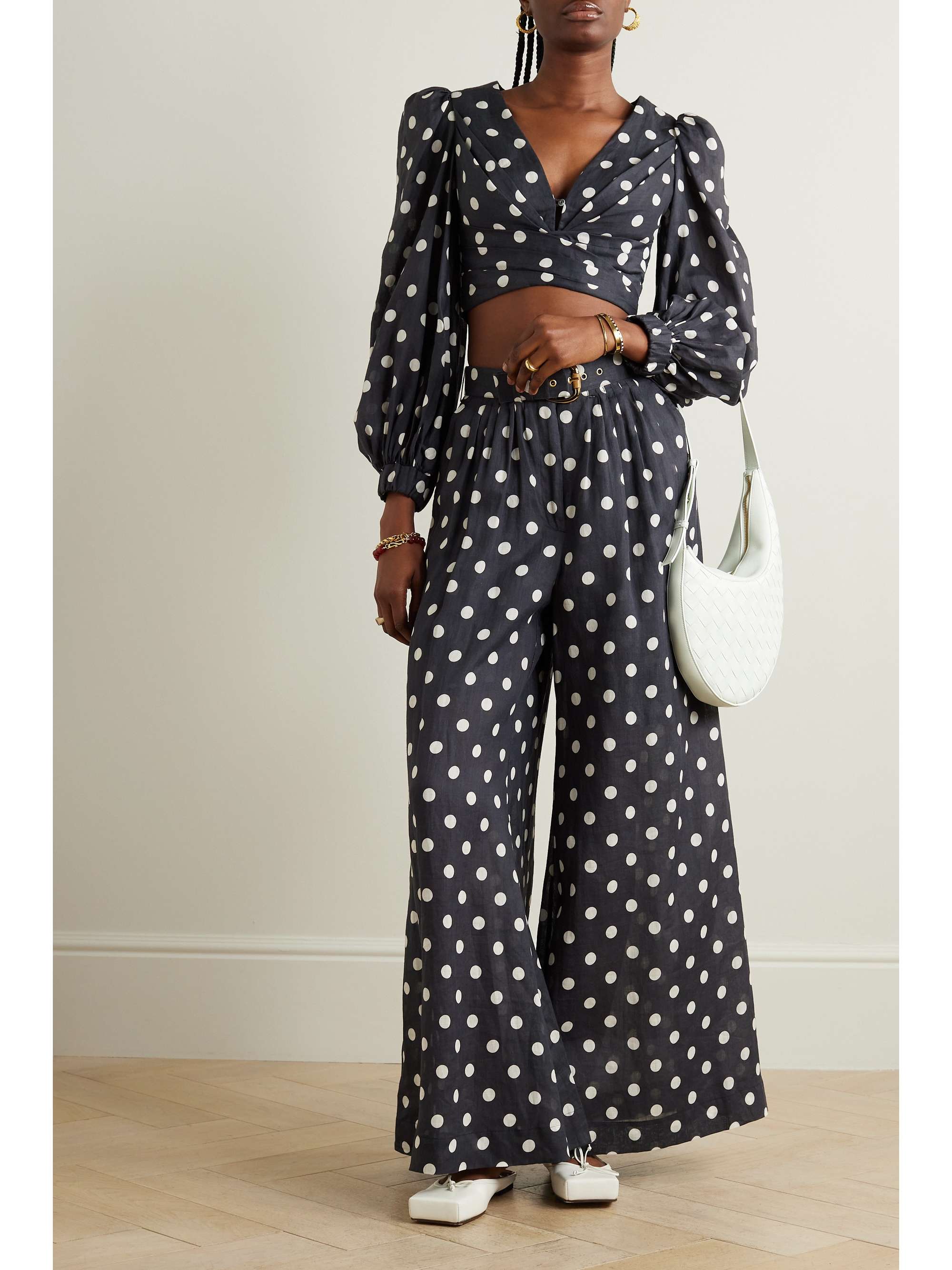 ZIMMERMANN Tuck pleated polka dot gauze cropped top NET A PORTER