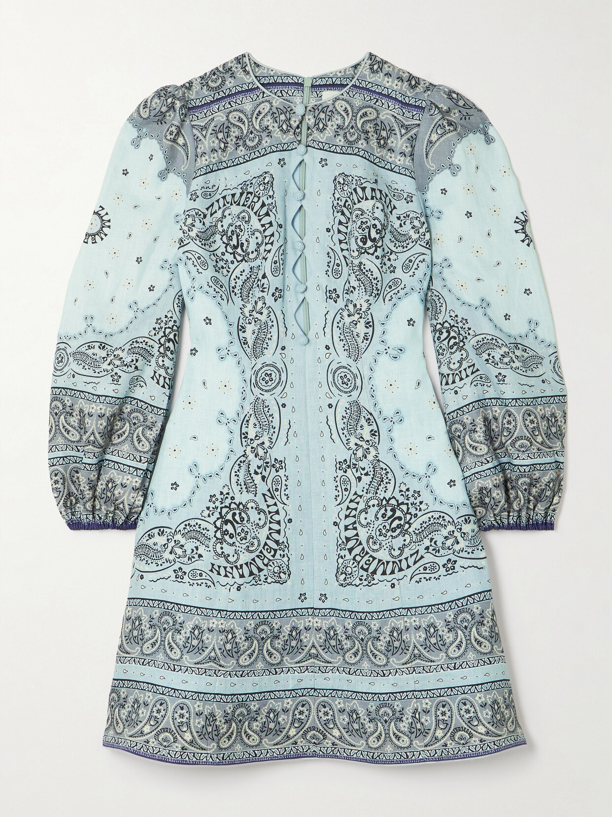 Zimmermann - Matchmaker Cutout Printed Linen Mini Dress - Blue