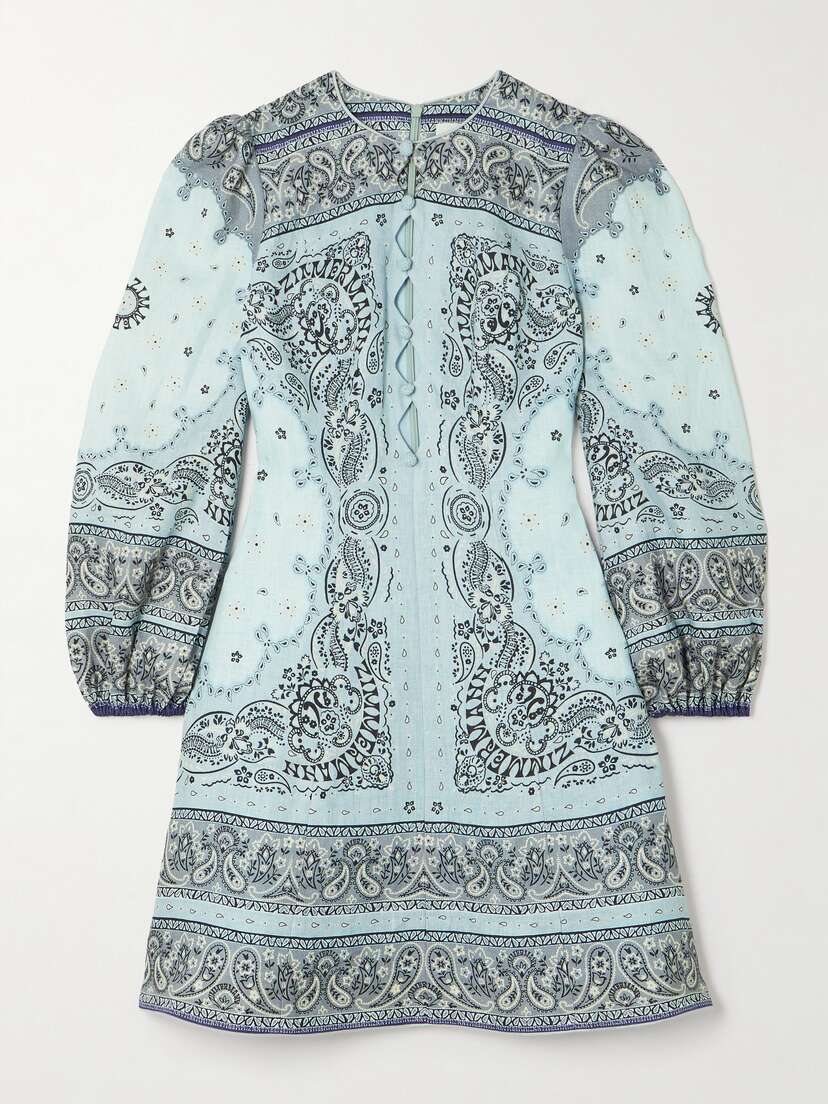 Zimmermann Matchmaker Cutout Printed Linen Mini Dress