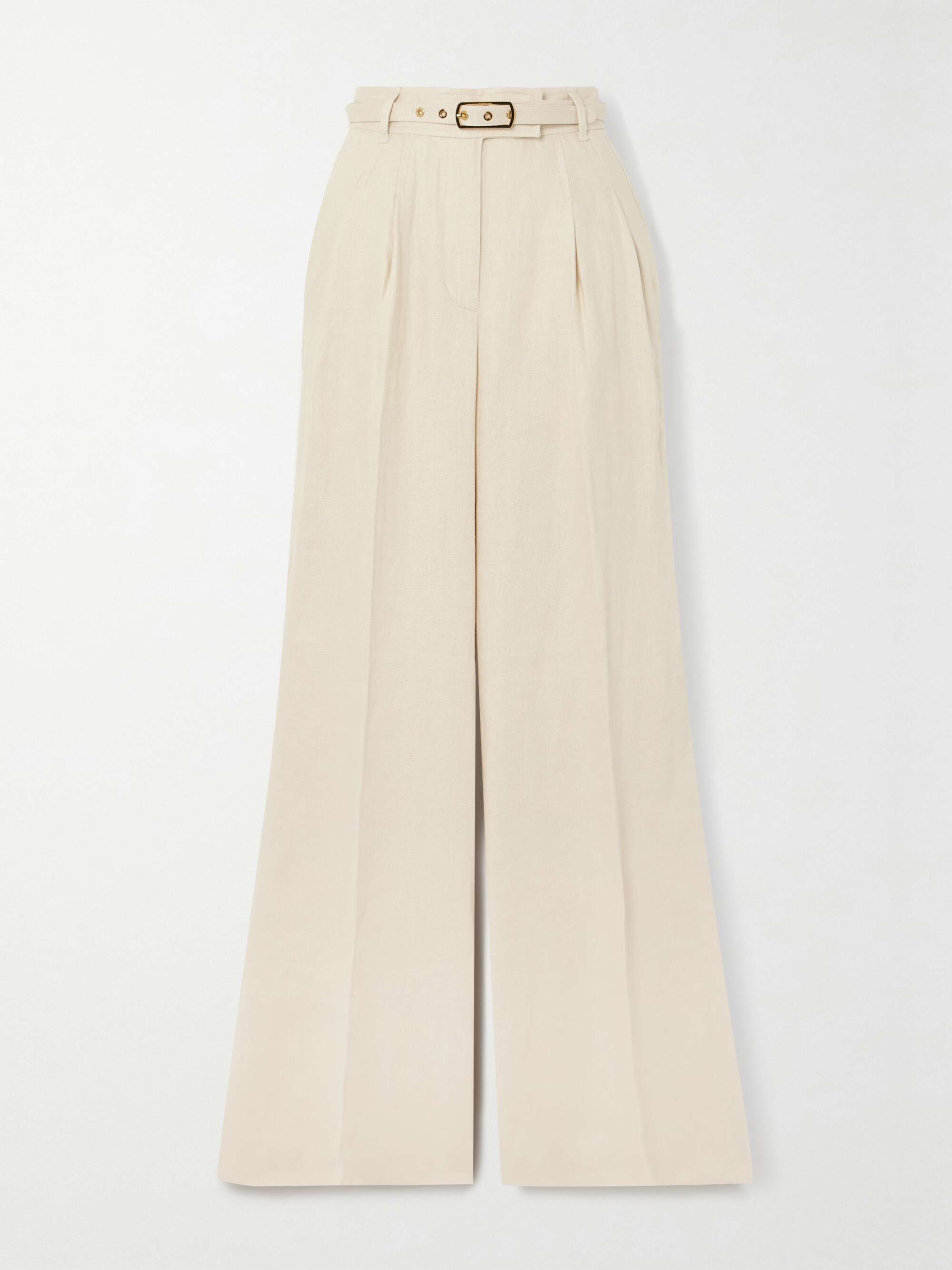 ZIMMERMANN Matchmaker belted whipstitched linen wide-leg