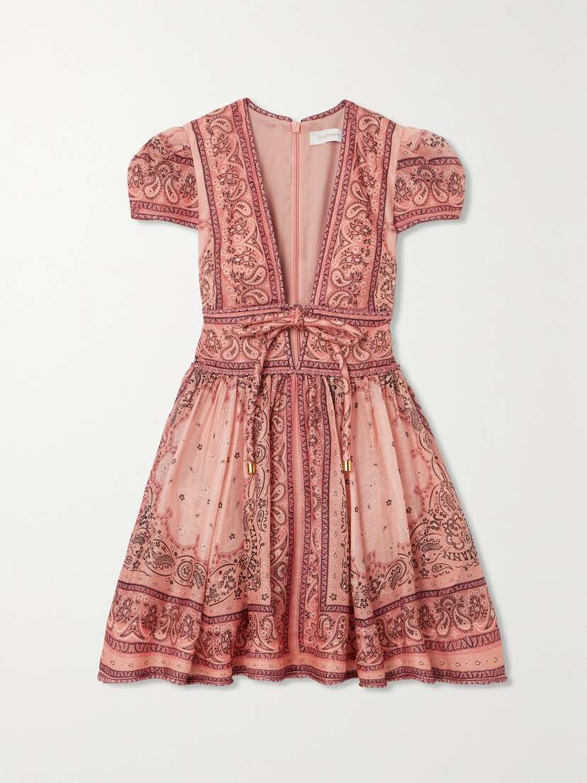 Zimmermann Matchmaker Bandana-print Linen And Silk-blend Mini Dress