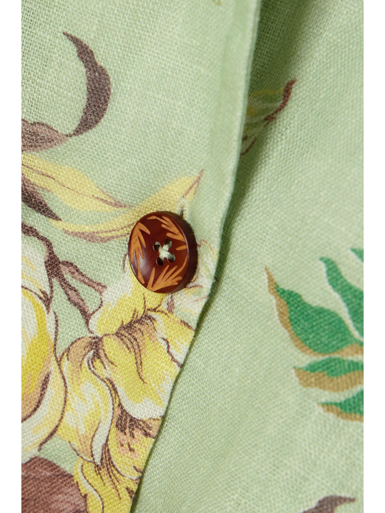 Zimmermann Matchmaker Belted Floral-print Linen Shirt In Green