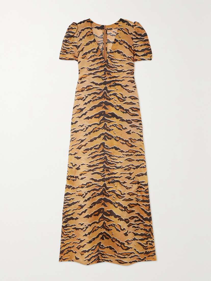 Zimmermann Matchmaker Tiger-print Silk Maxi Dress