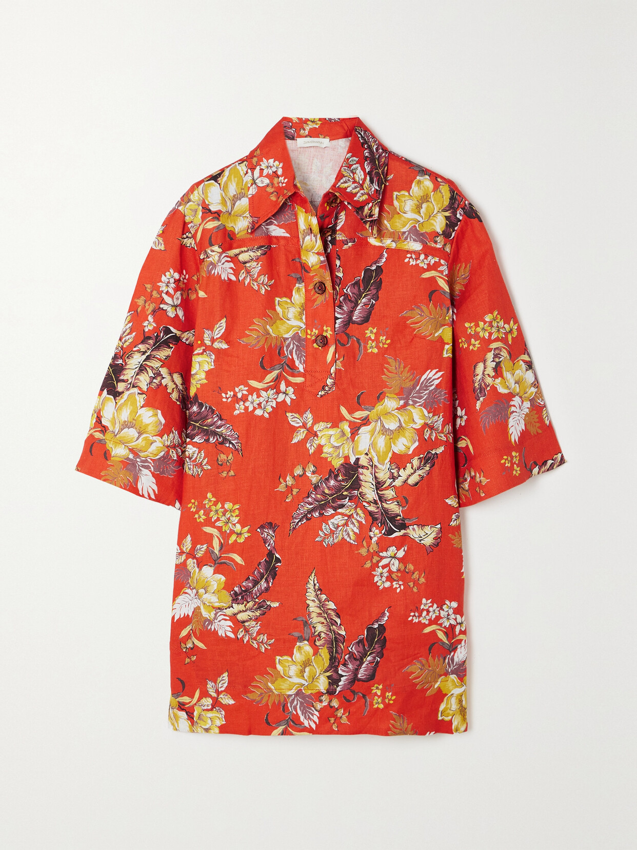 Zimmermann Matchmaker Floral-print Linen Mini Dress - Red