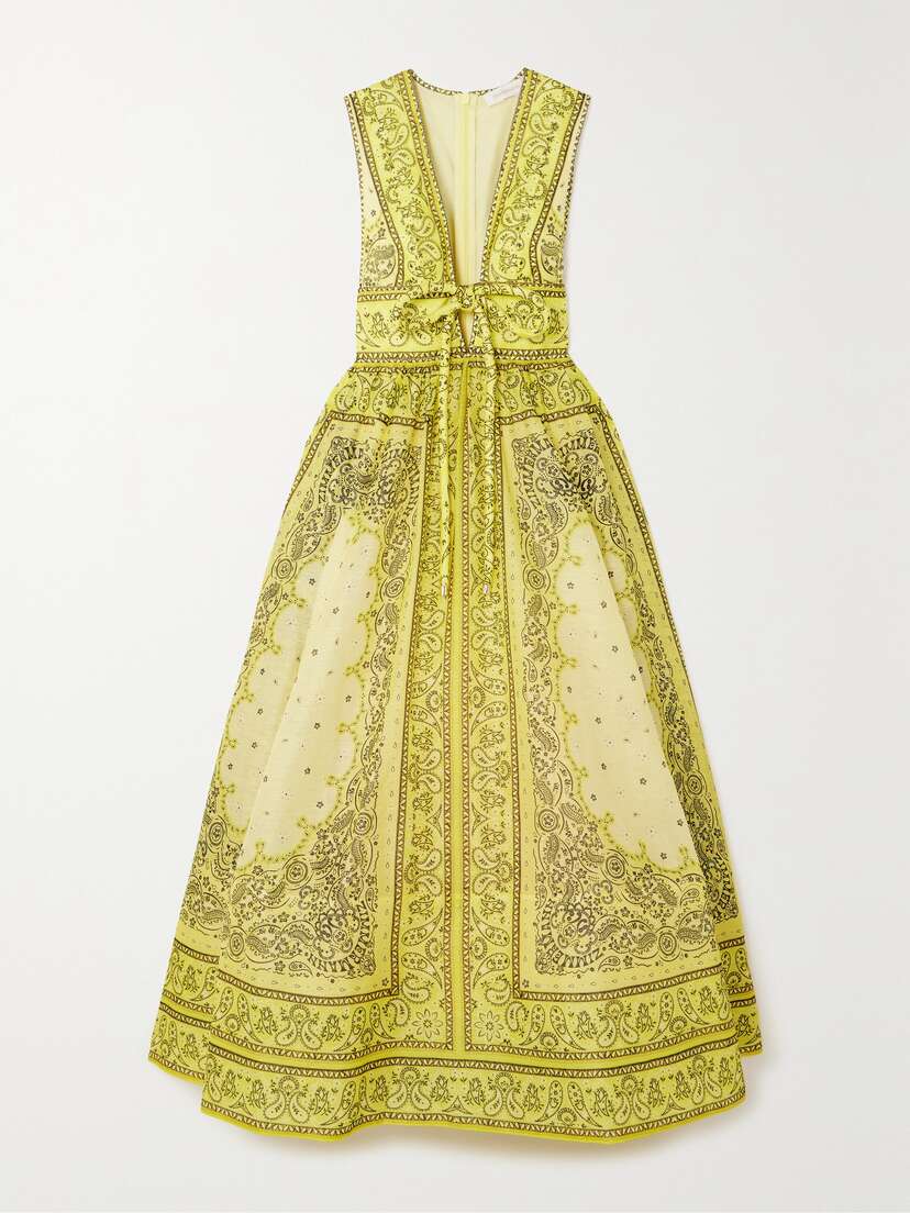 Zimmermann Matchmaker Printed Linen And Silk-blend Gown