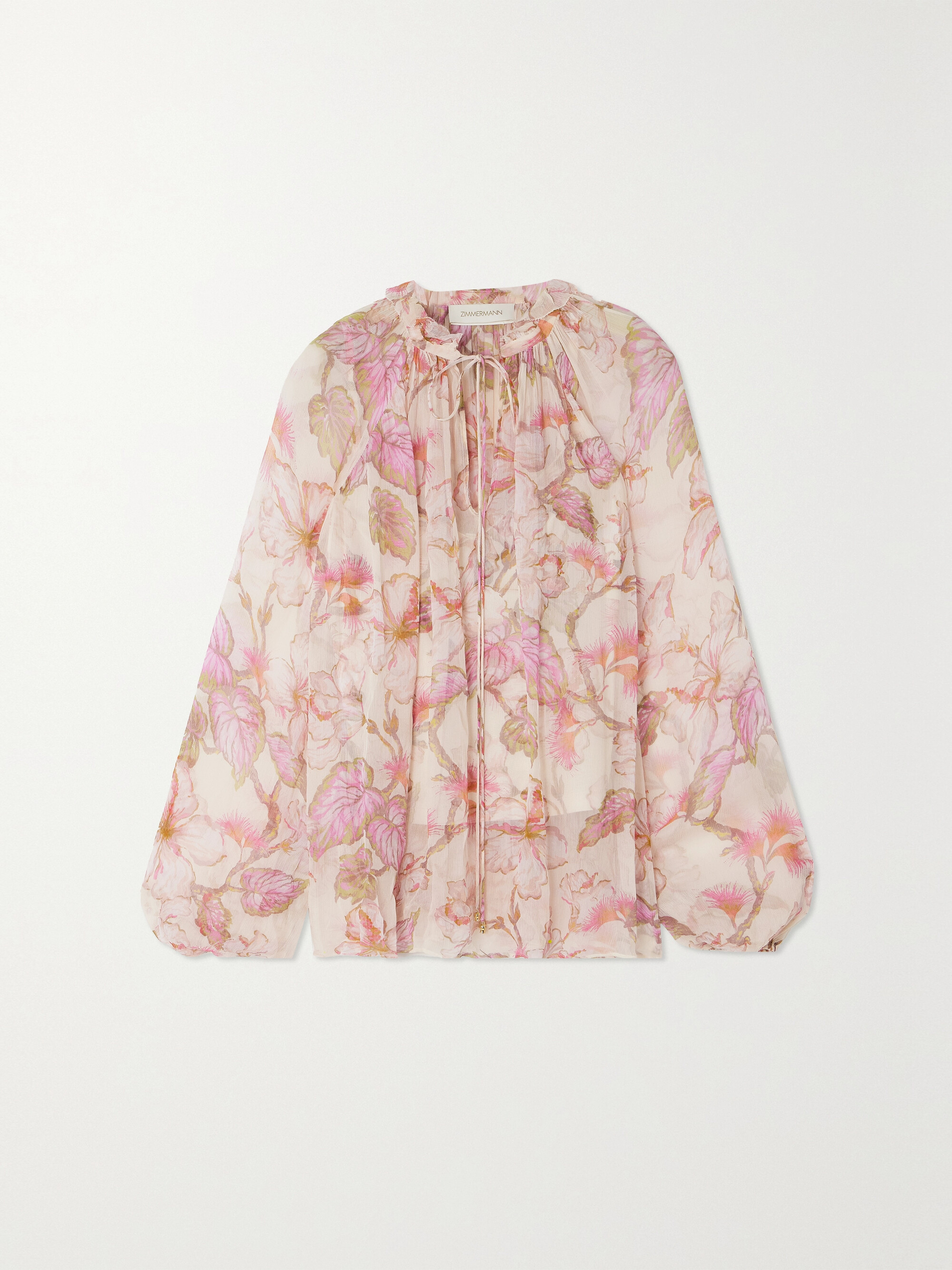 Zimmermann + NET SUSTAIN Matchmaker tie-detailed floral-print crepon blouse