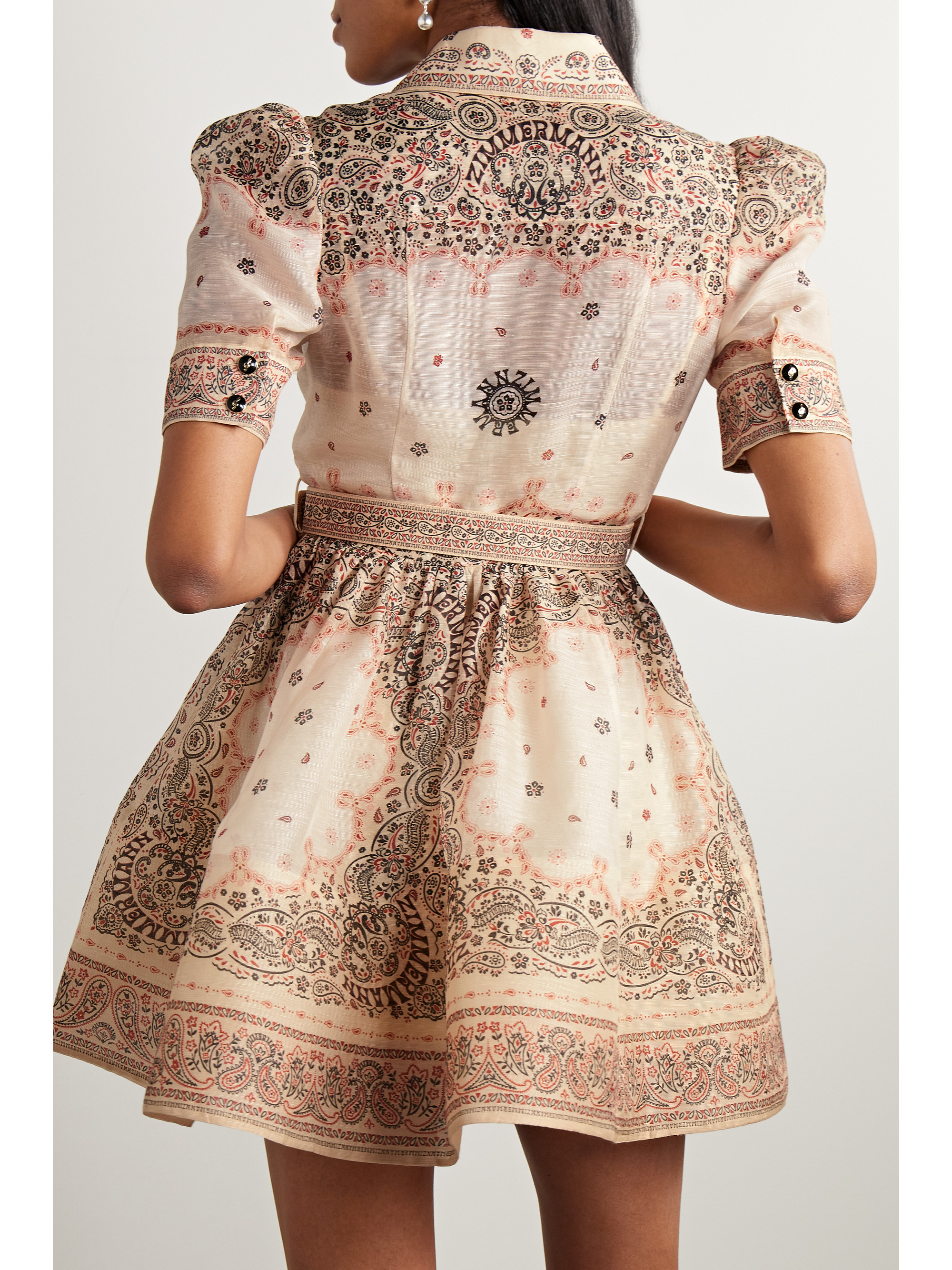 Zimmermann Matchmaker belted paisley-print linen and silk-blend mini dress