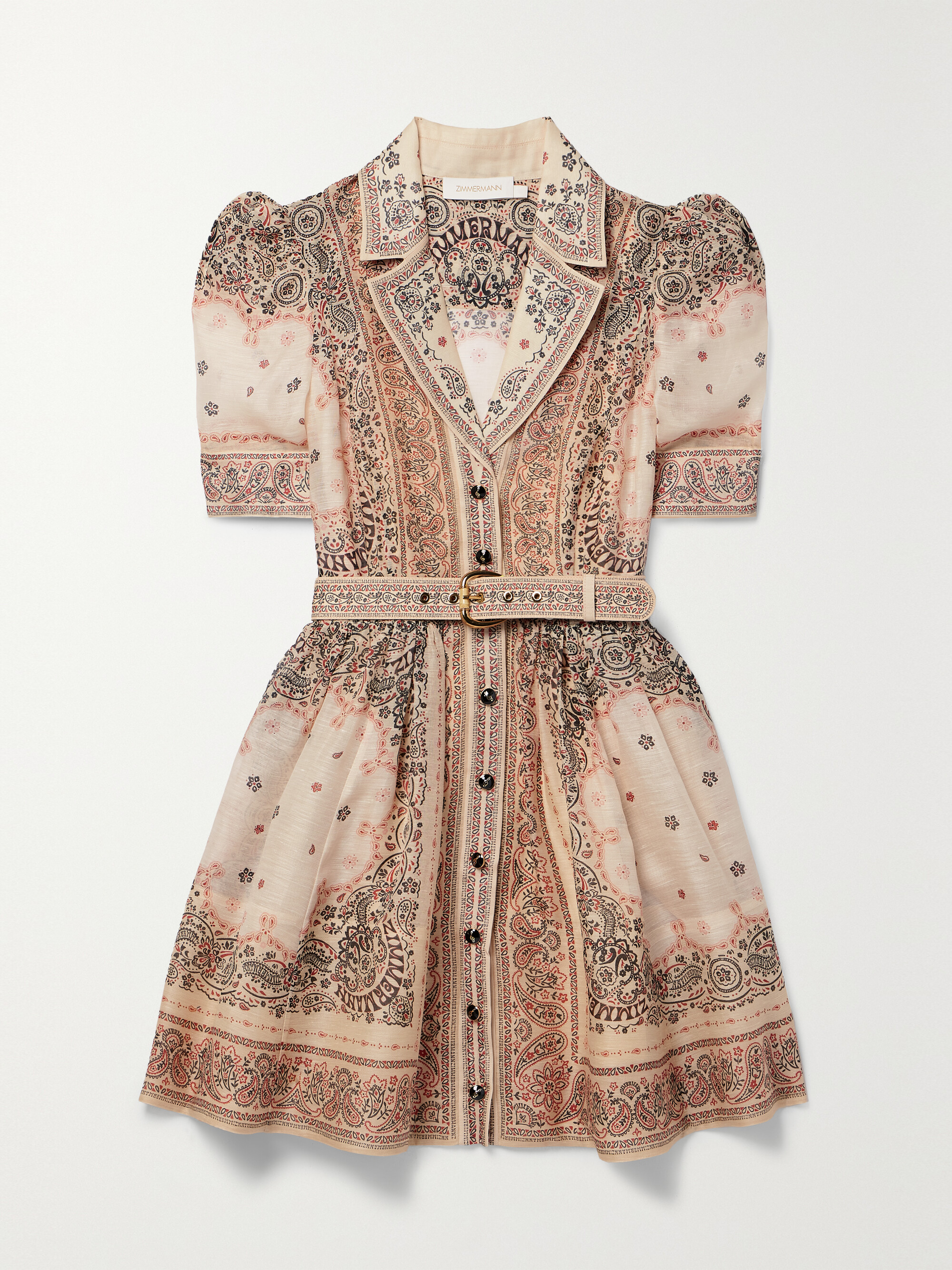 Zimmermann Matchmaker belted paisley-print linen and silk-blend mini dress