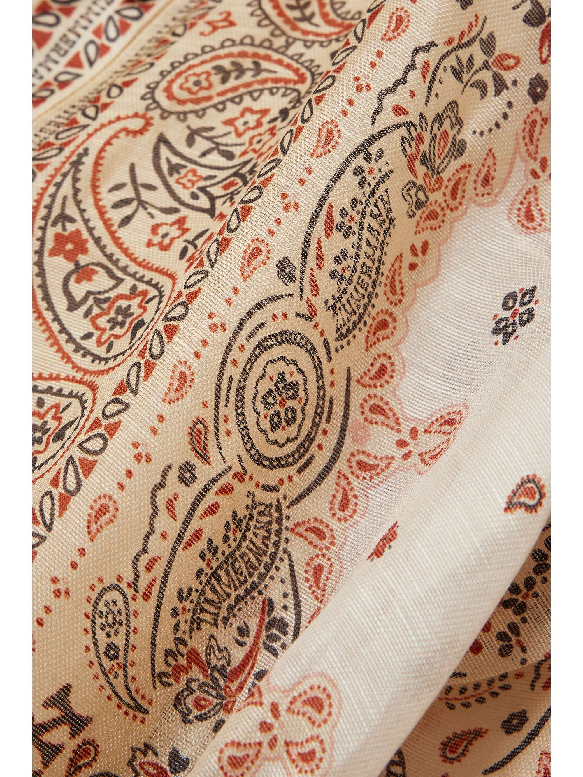 ZIMMERMANN Paisleyprint belted linen and silkblend voile shirt dress