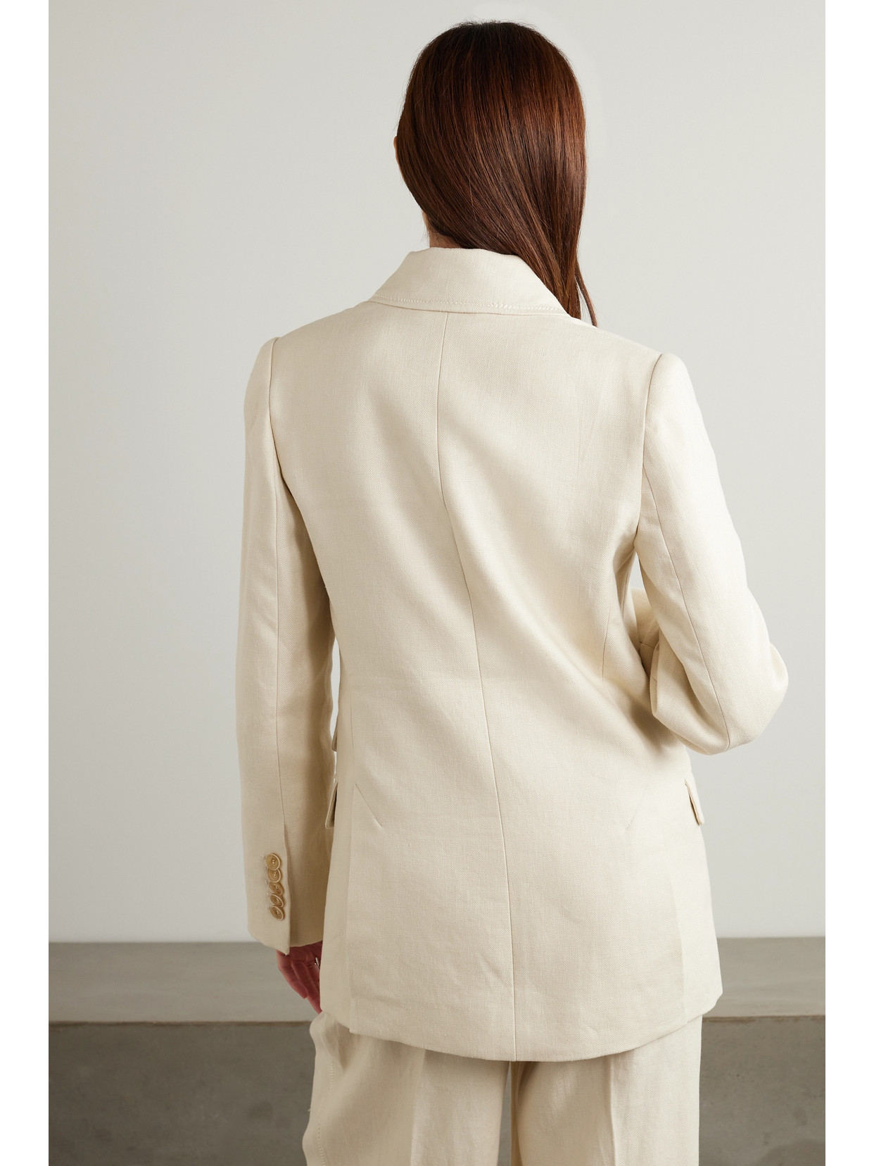 Zimmermann Matchmaker Double-breasted Whipstitched Linen Blazer In Ivory