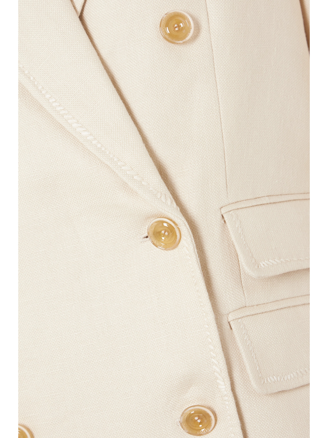 Zimmermann Matchmaker Double-breasted Whipstitched Linen Blazer In Ivory