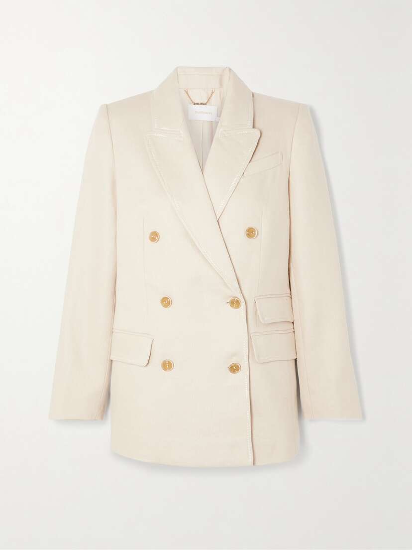 Zimmermann Matchmaker Double-breasted Whipstitched Linen Blazer