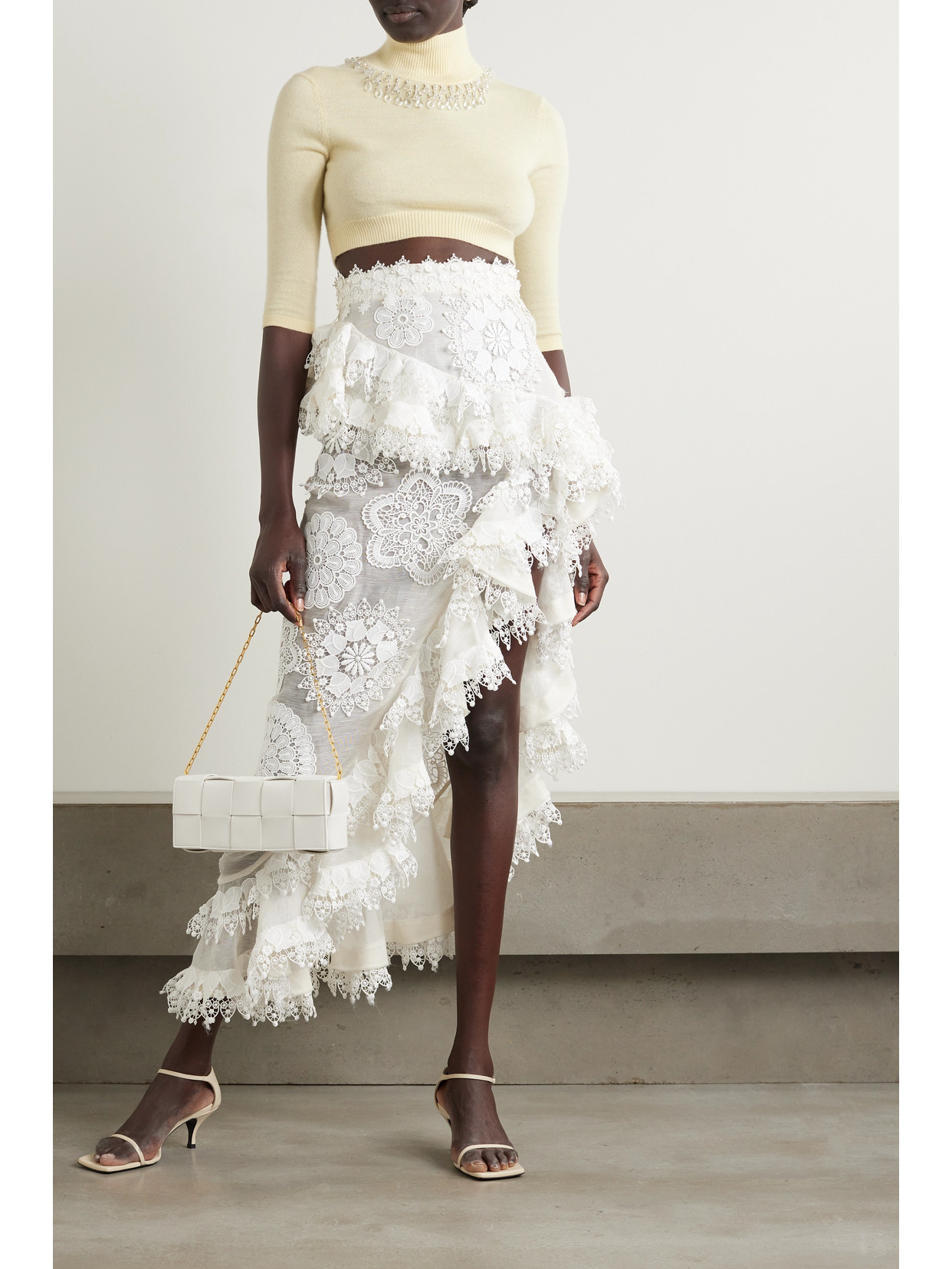 + Net Sustain Matchmaker Cropped Crystal-Embellished Merino Wool Turtleneck Sweater