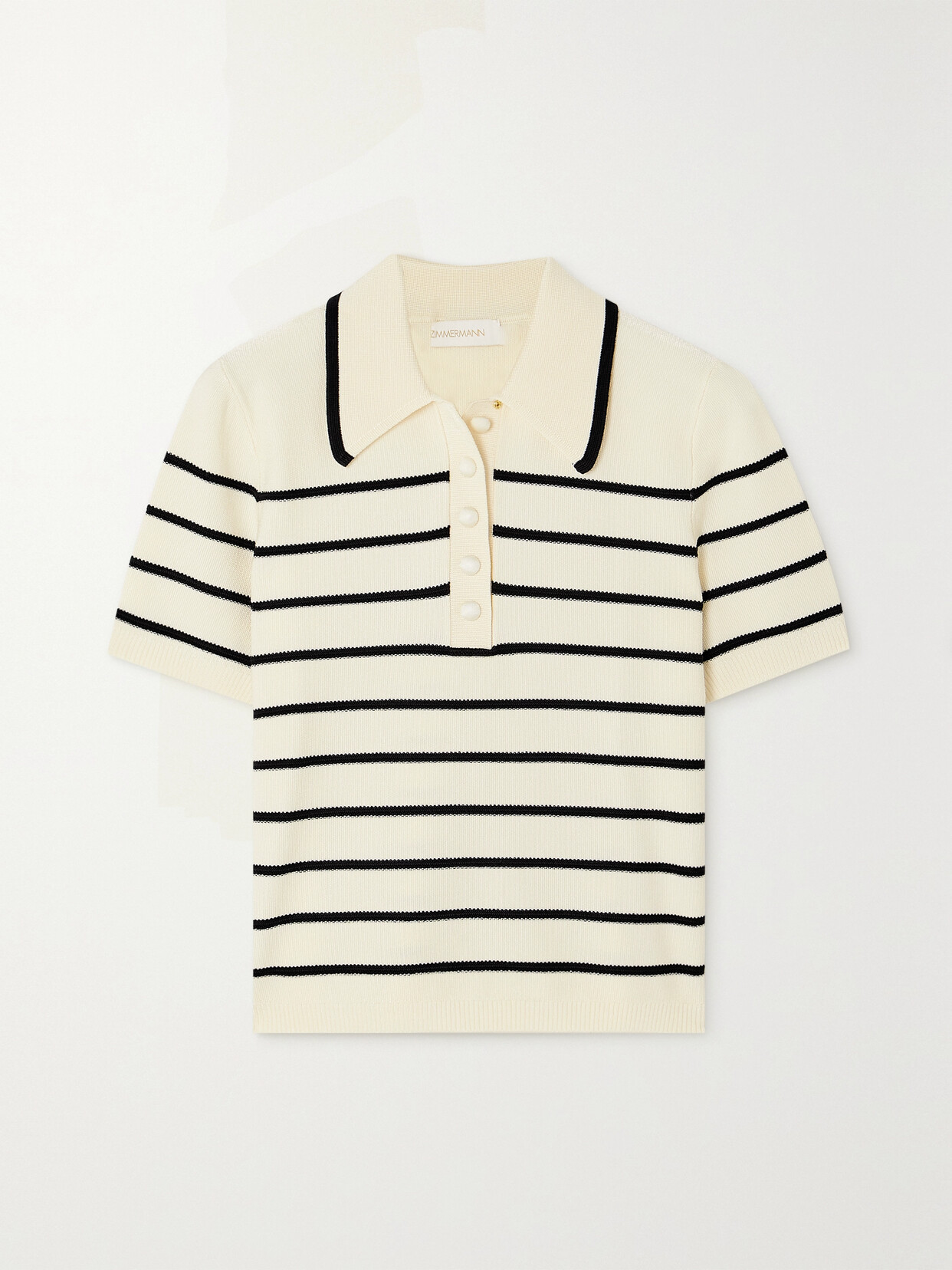 Zimmermann Matchmaker Striped Knitted Polo Shirt
