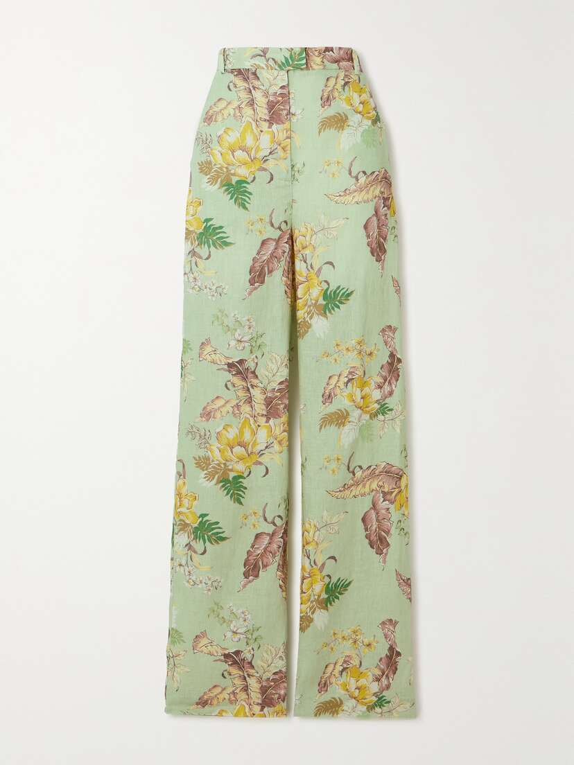 Zimmermann Matchmaker Floral-print Linen Straight-leg Pants