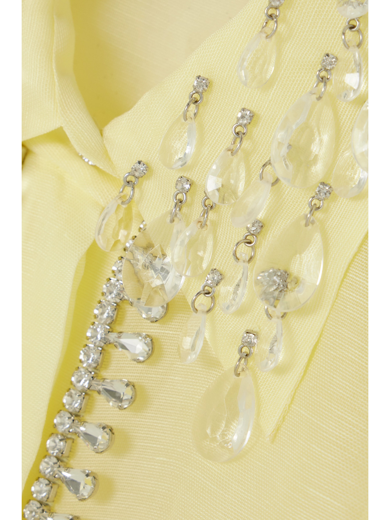 Zimmermann Matchmaker Crystal-embellished Linen And Silk-blend Shirt In Yellow