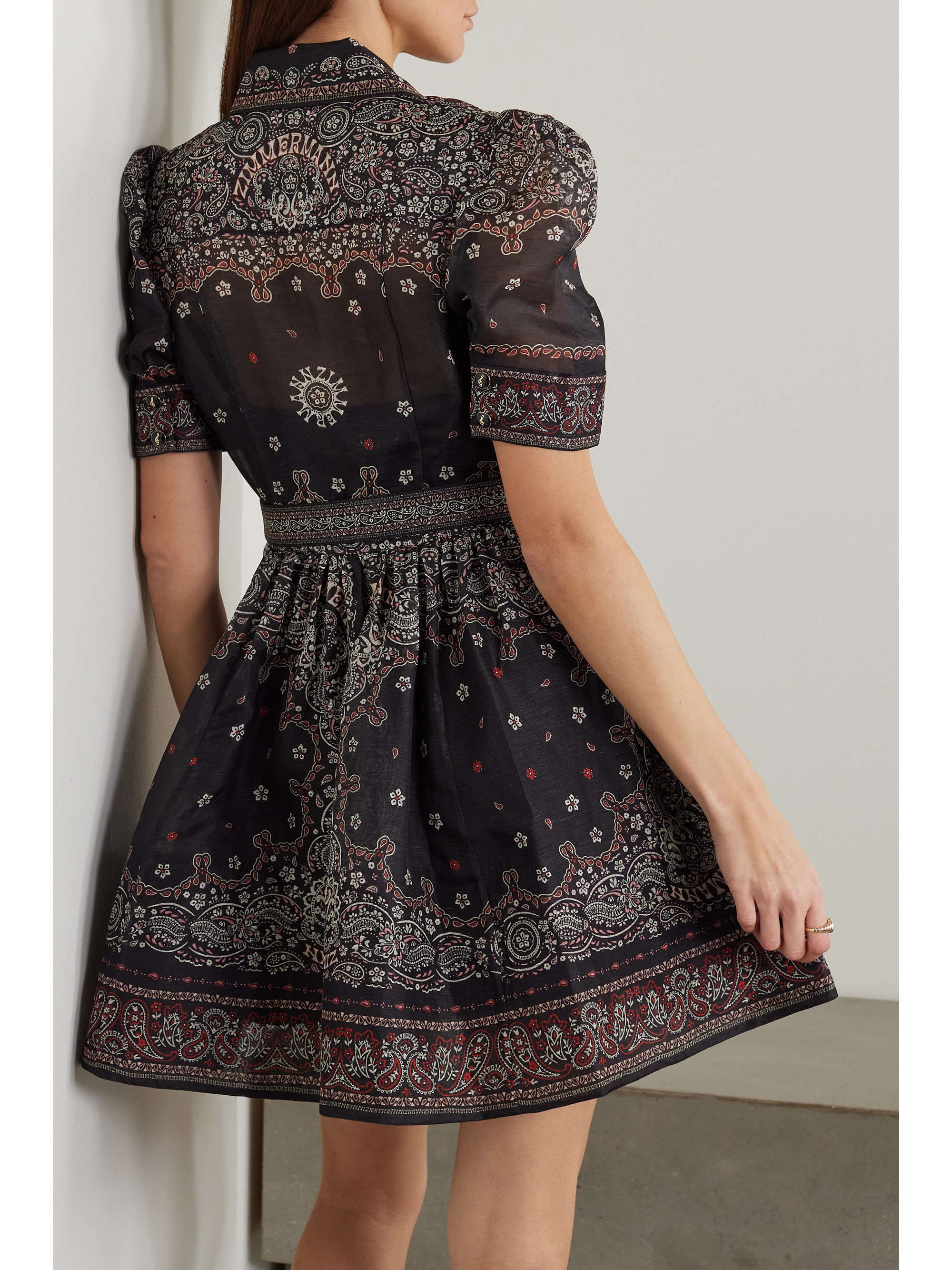 Zimmermann Matchmaker belted paisley-print linen and silk-blend mini dress thumbnail