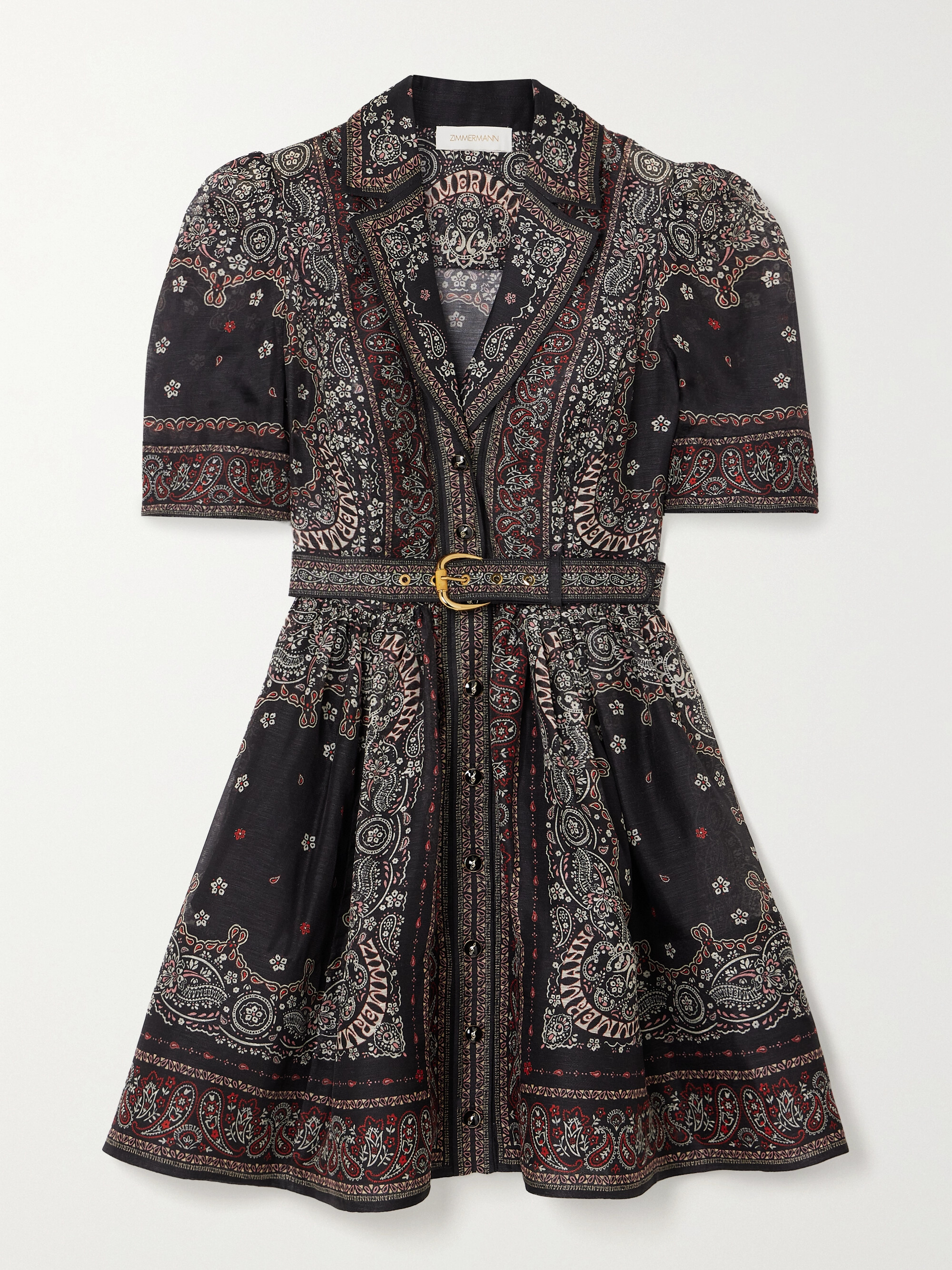 Zimmermann Matchmaker belted paisley-print linen and silk-blend mini dress thumbnail