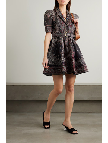 Zimmermann Matchmaker belted paisley-print linen and silk-blend mini dress