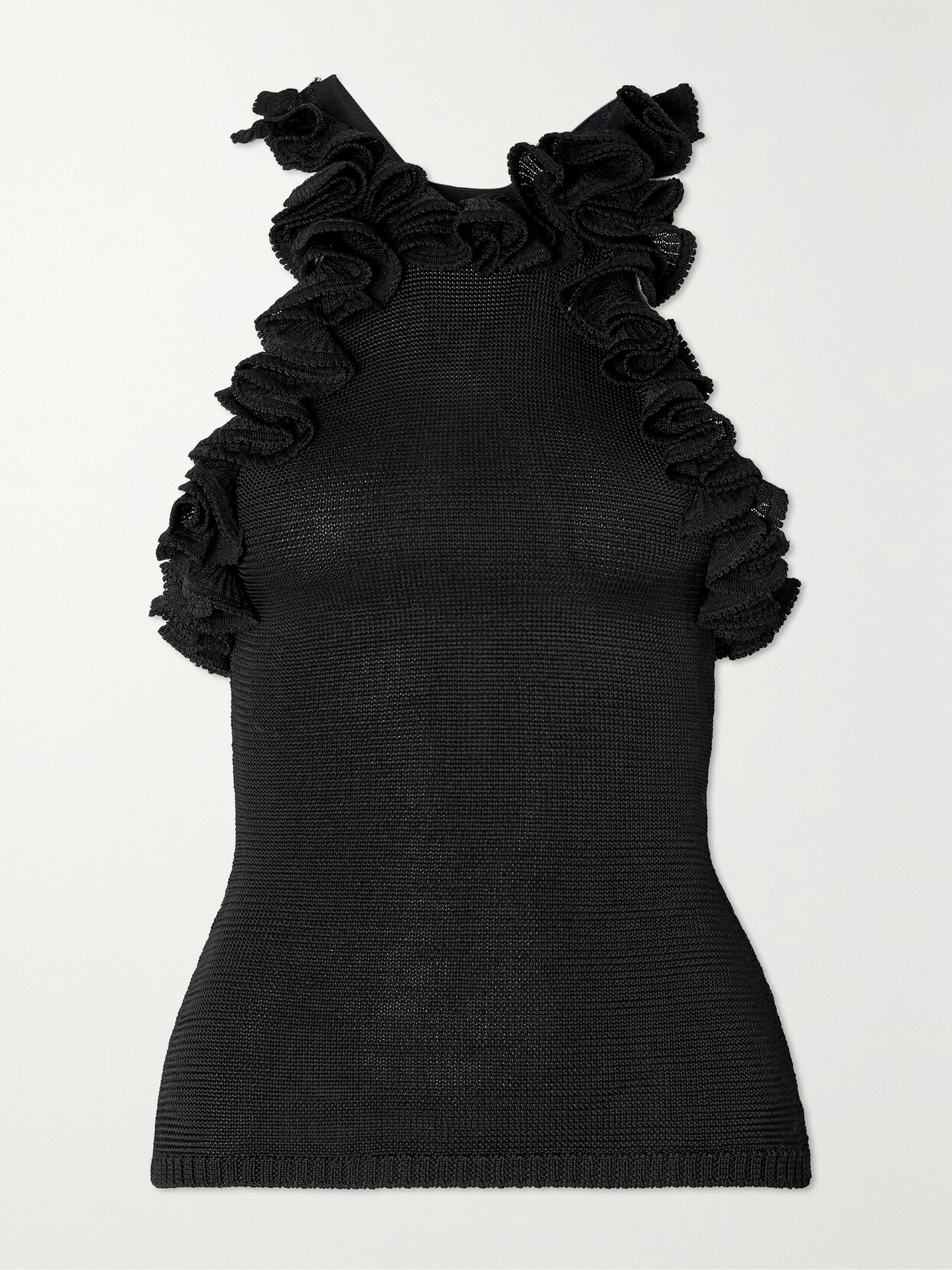 Zimmermann Matchmaker Ruffled Knitted Tank In Black