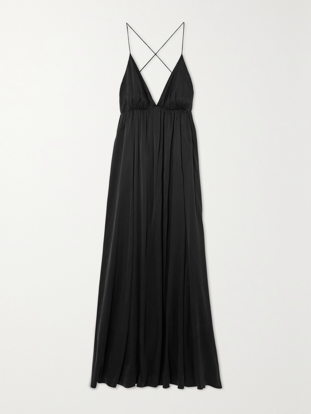 Zimmermann Open-back Gathered Silk Maxi Dress In Black