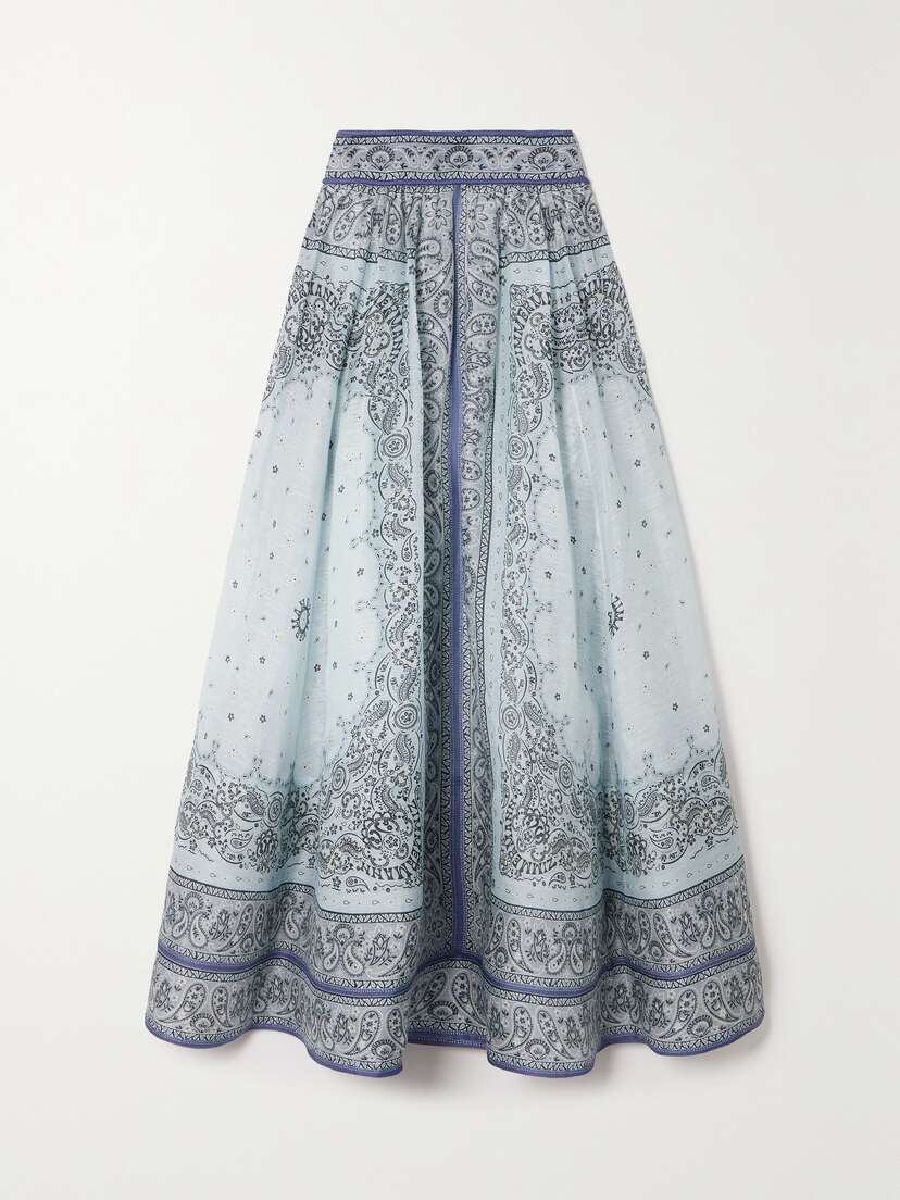 Zimmermann Matchmaker Printed Linen And Silk-blend Midi Skirt