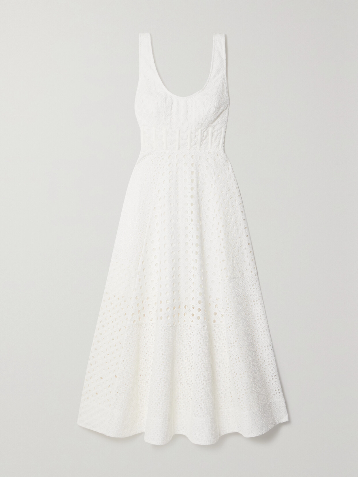Zimmermann Matchmaker Broderie Anglaise Cotton Midi Dress - Ivory
