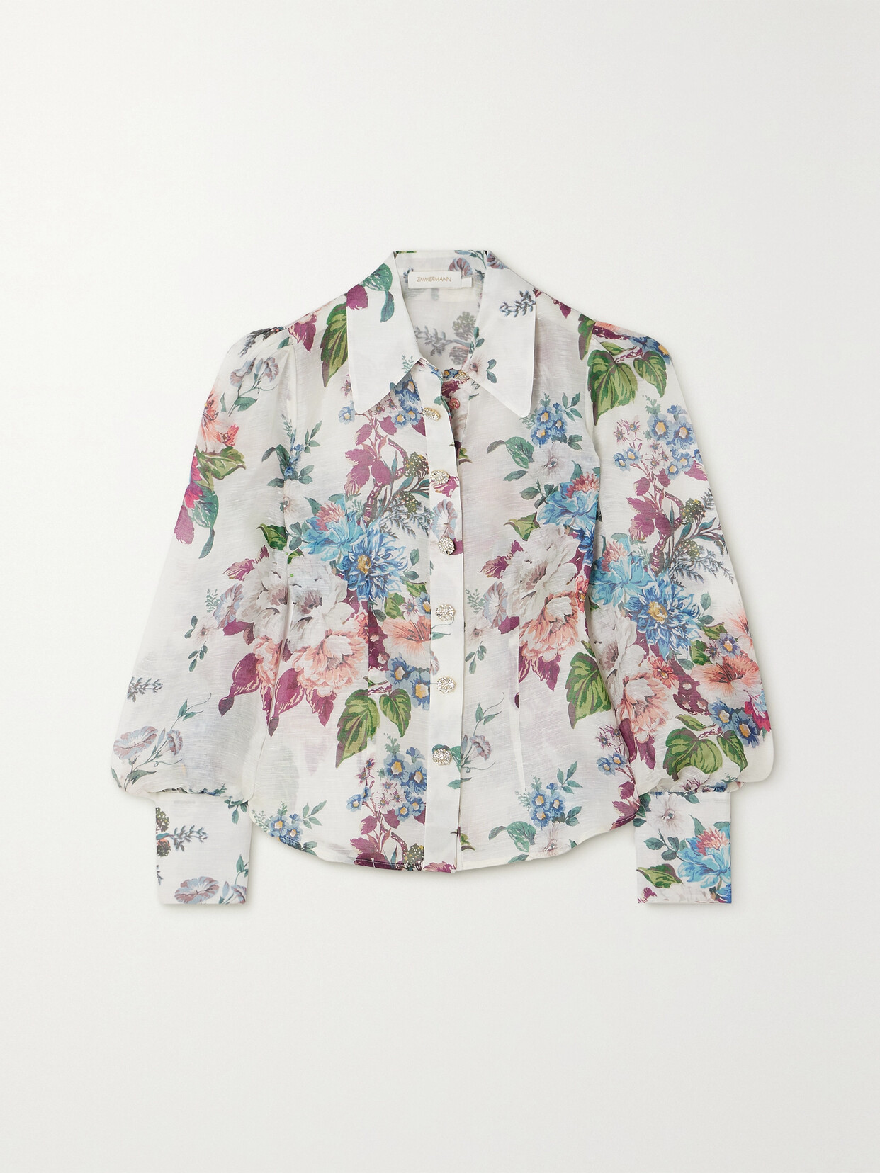 Zimmermann Matchmaker Floral-print Linen And Silk-blend Shirt - Ivory