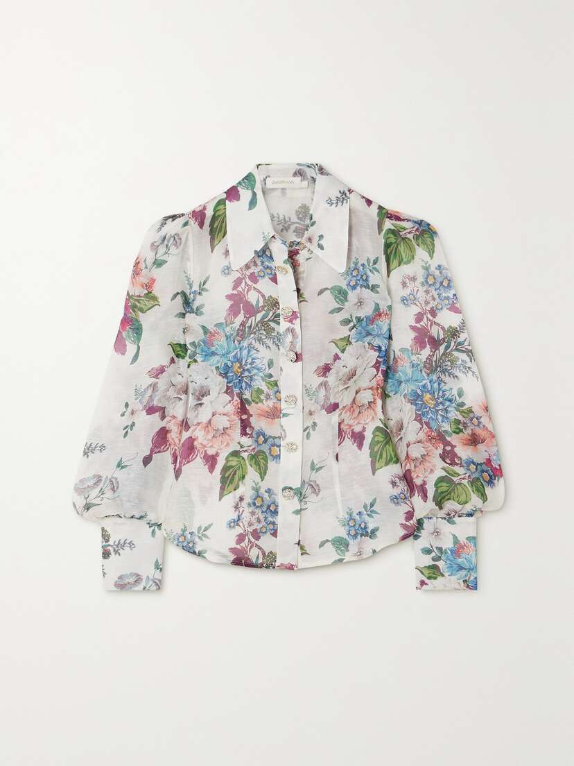 Zimmermann Matchmaker Floral-print Linen And Silk-blend Shirt