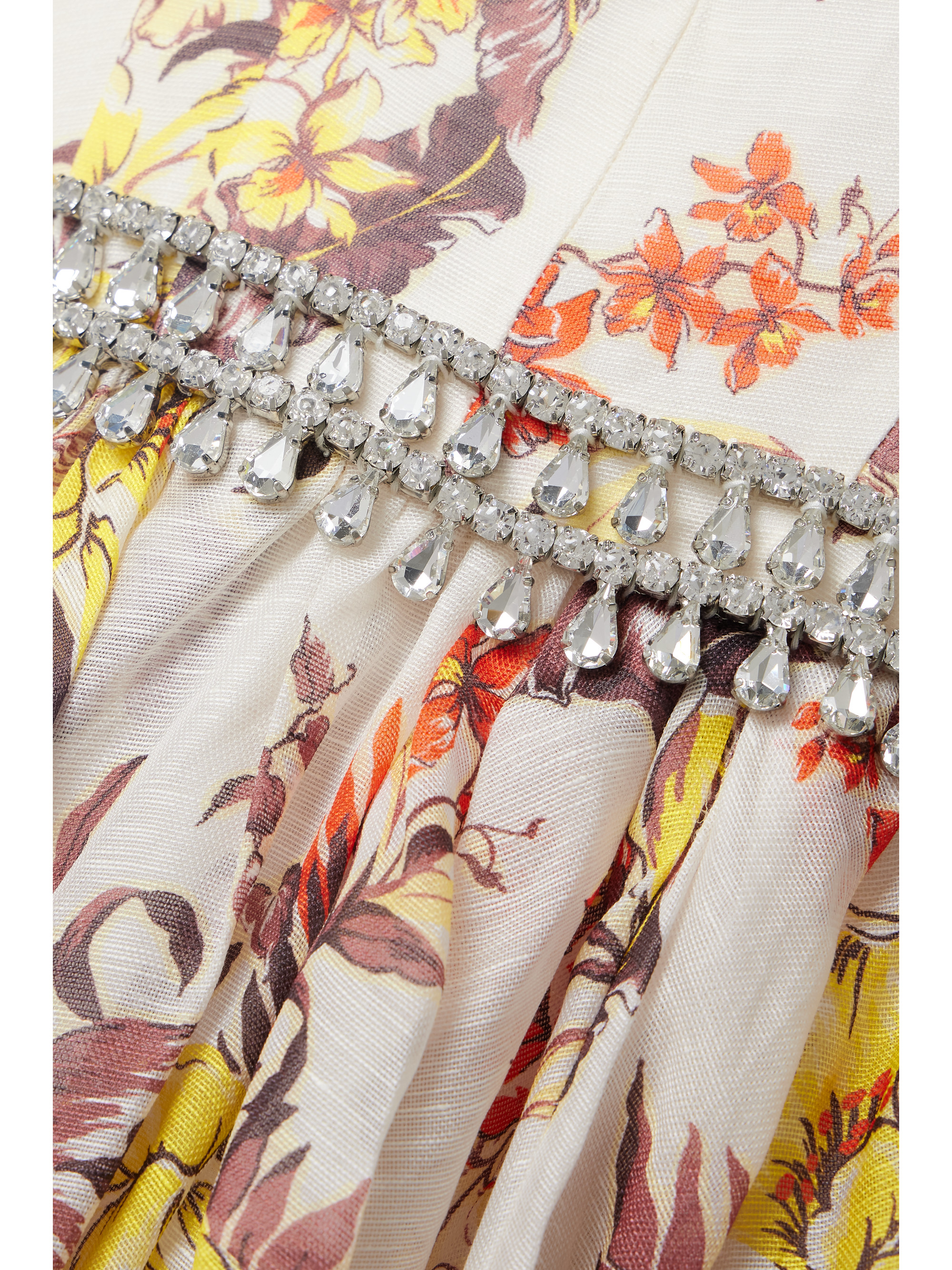 Zimmermann Matchmaker embellished floral-print linen and silk-blend midi dress thumbnail