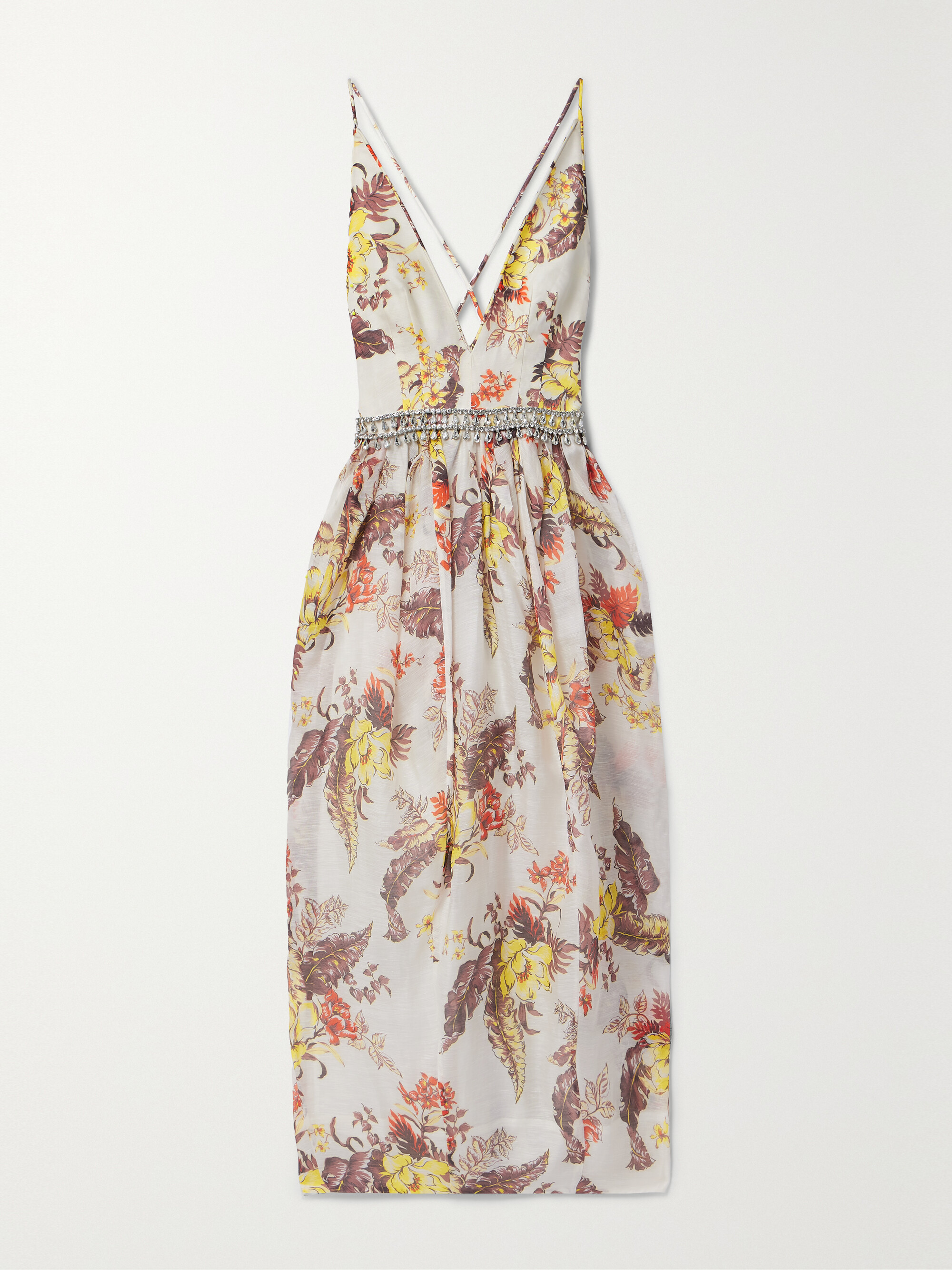 Zimmermann Matchmaker embellished floral-print linen and silk-blend midi dress thumbnail