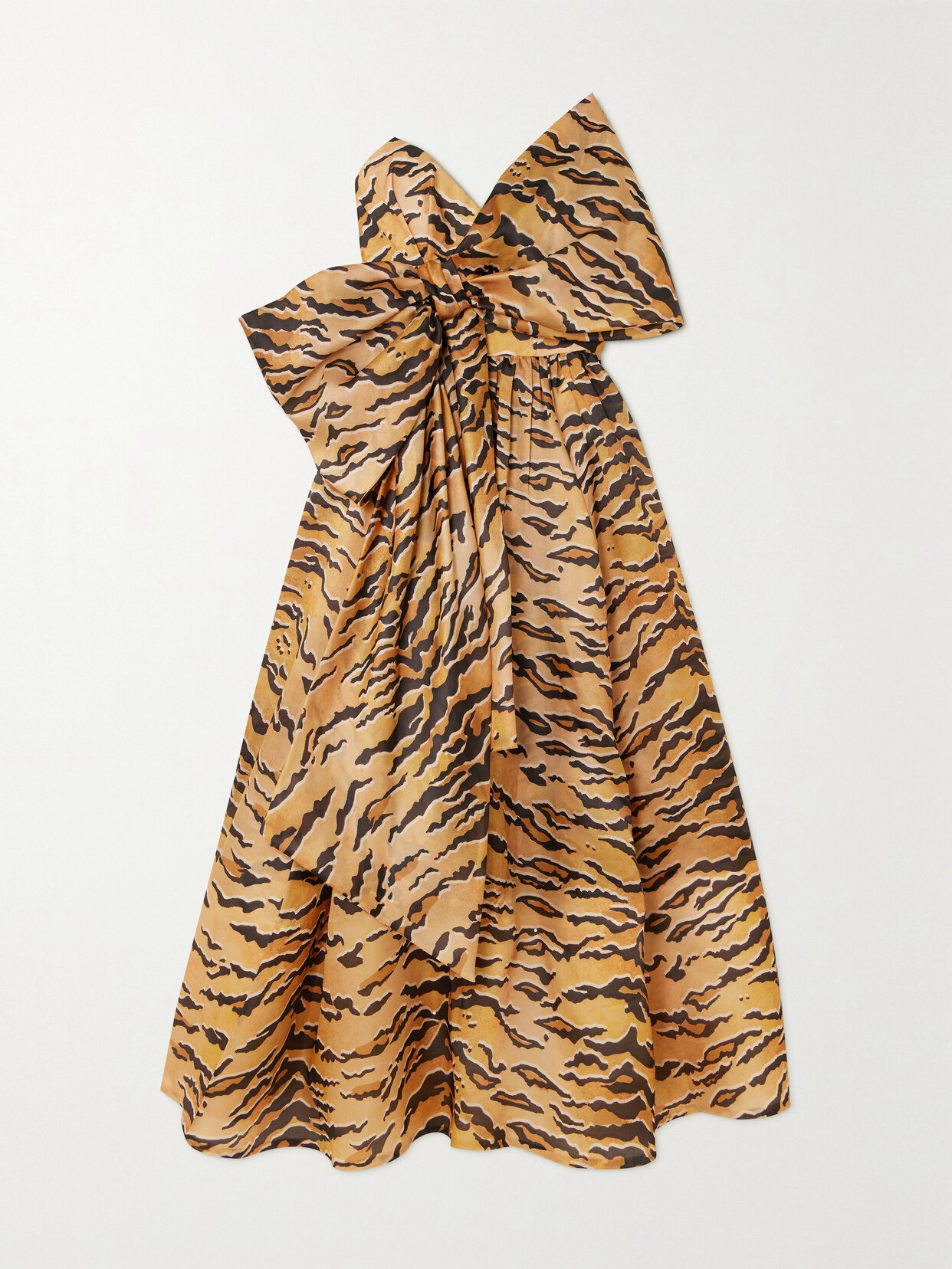 Zimmermann - Matchmaker Bow-detailed Tiger-print Silk-faille Midi Dress - Brown