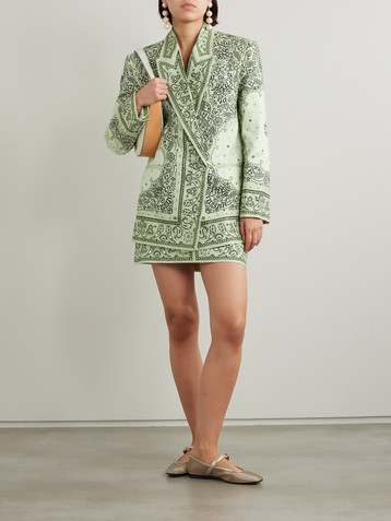 Zimmermann Matchmaker double-breasted printed linen blazer