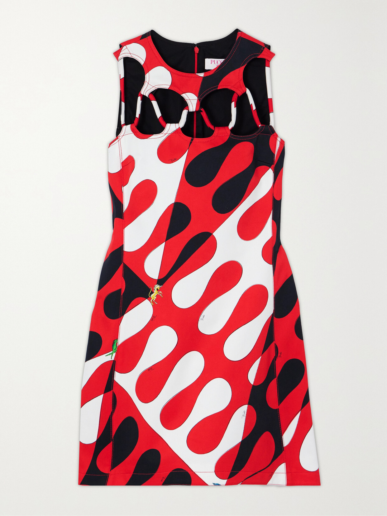 PUCCI Printed Cutout Stretch-gabardine Mini Dress - Red