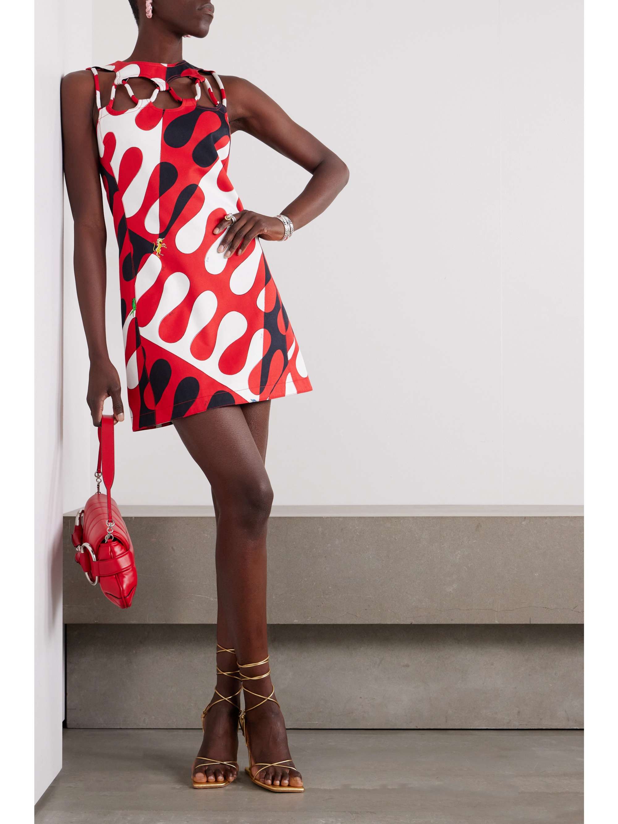 PUCCI Printed cutout stretch-gabardine mini dress | NET-A-PORTER