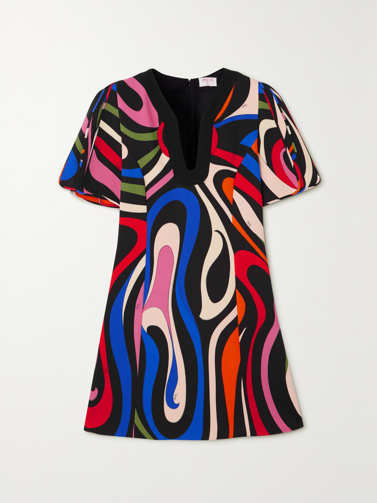 Pucci Silk-trimmed Printed Crepe Mini Dress In Red