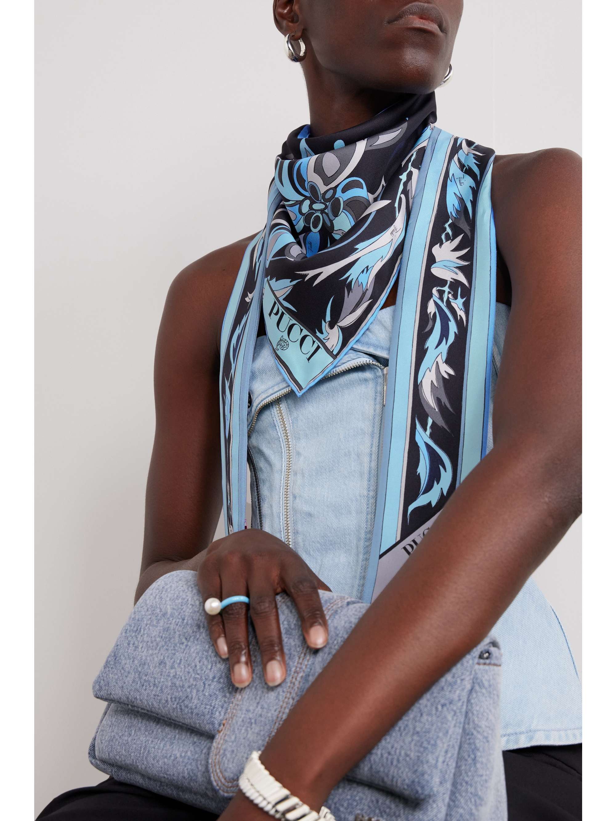 Printed silk-twill scarf