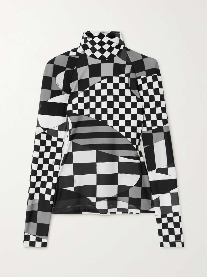 PUCCI Printed Stretch-jersey Turtleneck Top