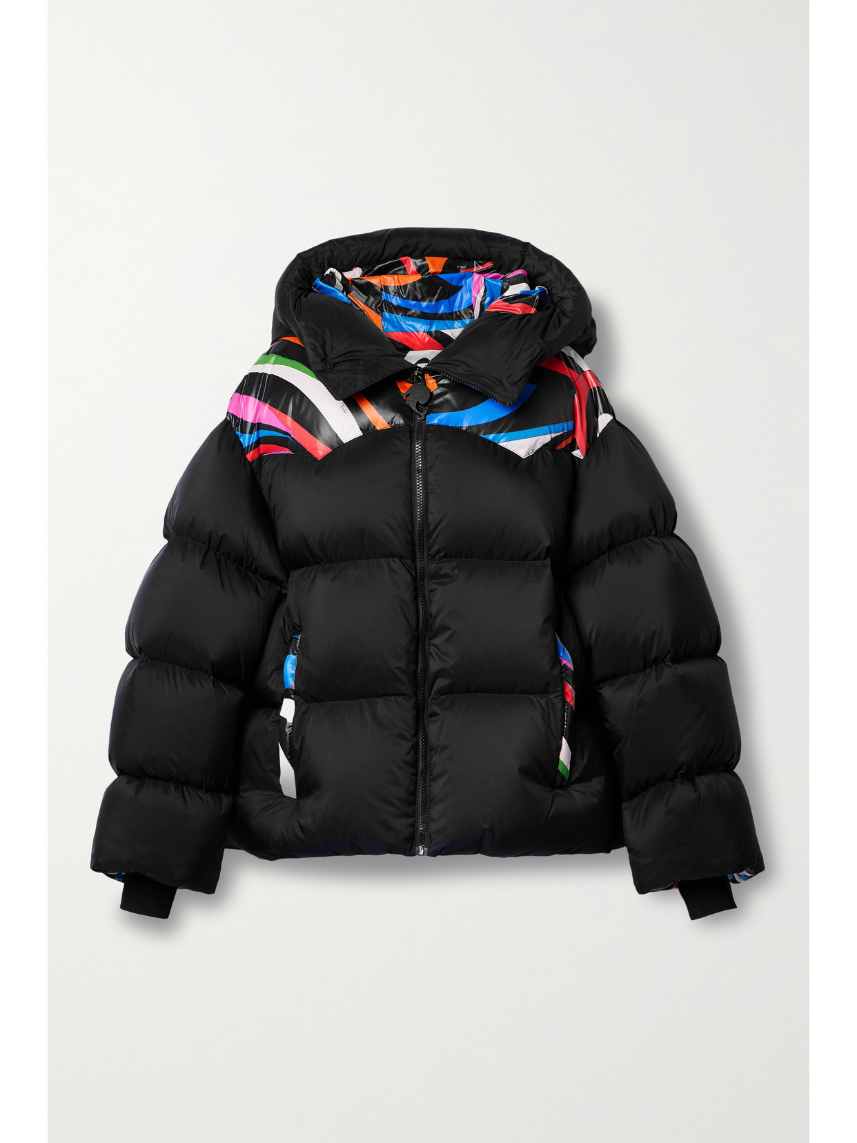 Shop Pucci Hooded Printed Quilted Shell Down Jacket In Black