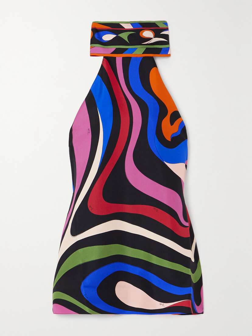 PUCCI Open-back Printed Silk-twill Top -  - One size